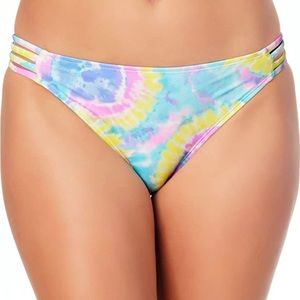 California Waves Swim Blue Size Medium Junior Strappy Bikini Bottoms Blue